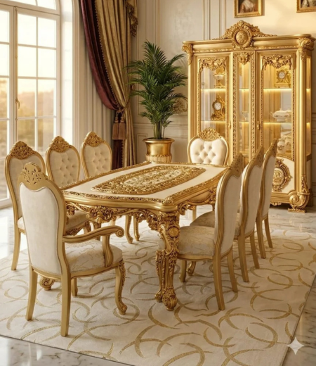 The Golden Monarch Alabaster Dining Suite