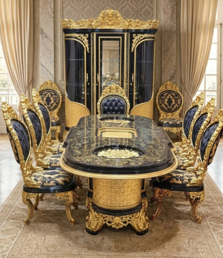 The Golden Onyx & Midnight Damask Dining Suite