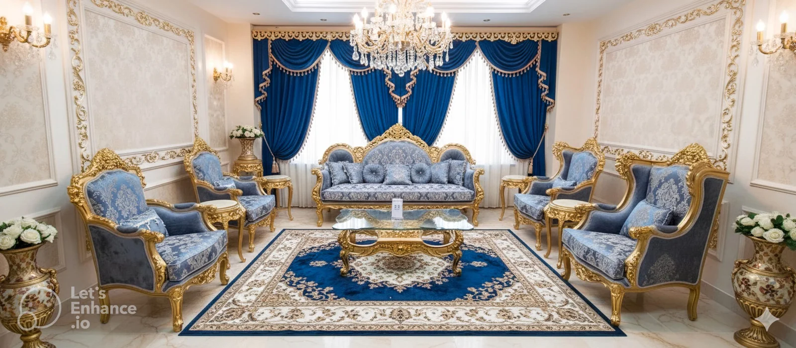 The Crown Jewel: Premium Hand-Carved Royal Victorian Living Room Set