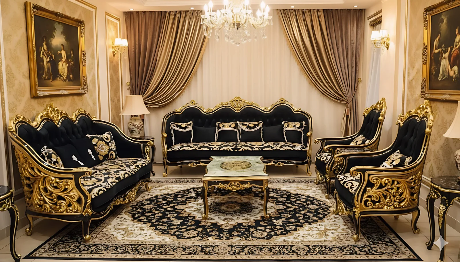 The Crown Jewel: Premium Hand-Carved Royal Victorian Living Room Set