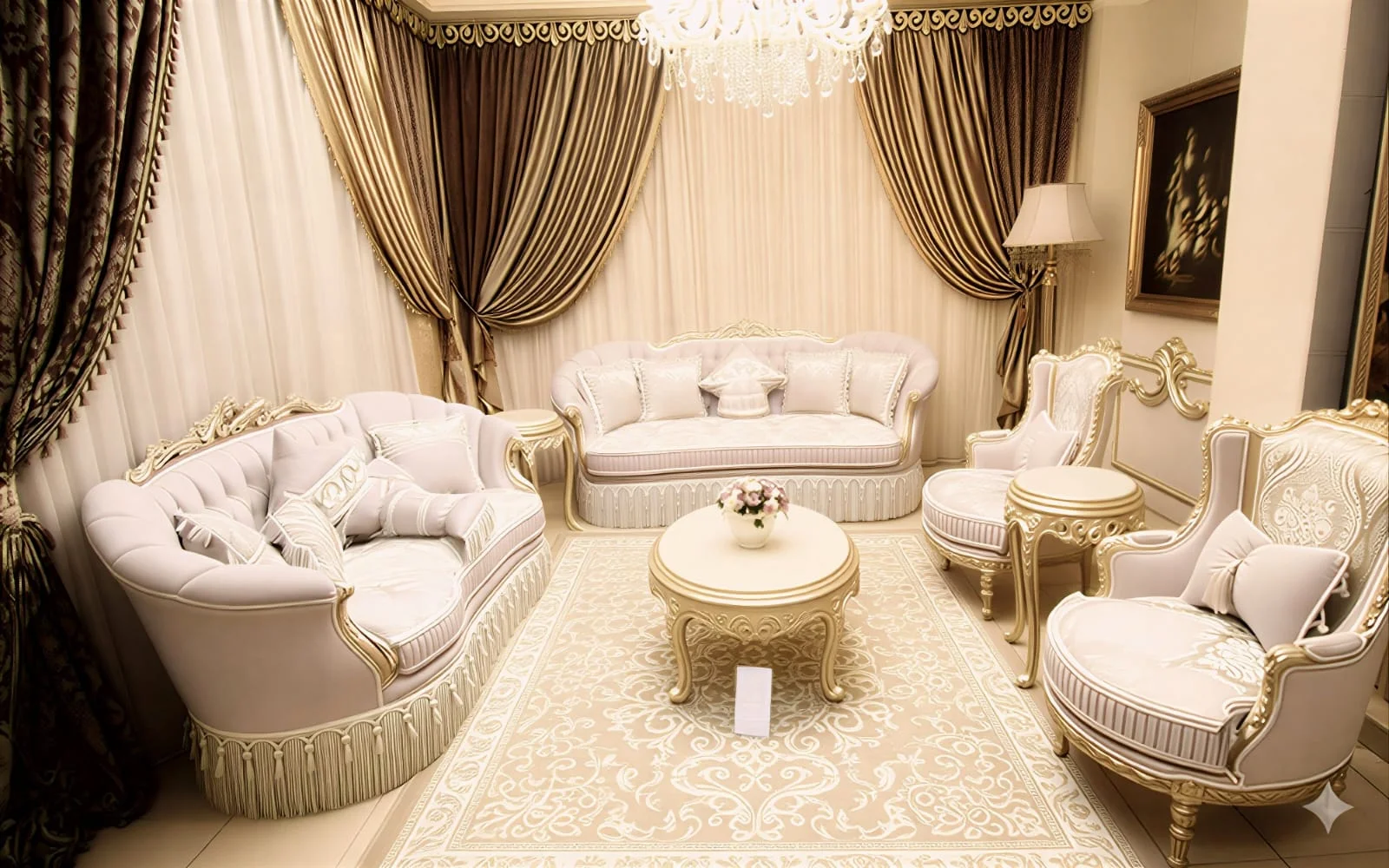 The Crown Jewel: Premium Hand-Carved Royal Victorian Living Room Set