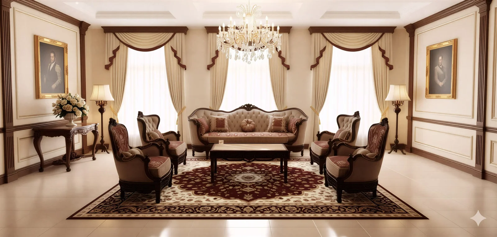 Imperial Victorian Gold-Leafed Royal Living Room Set