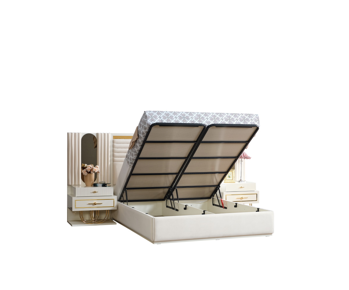 Marsel Bedroom (Queen Frame With Headboard & Dresser With Mirror & Ottoman & 2 Nightstand) - Image 3