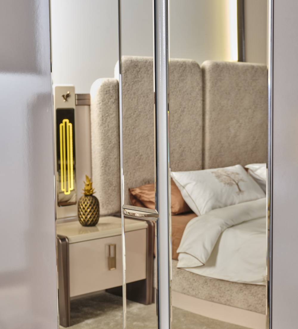 Nirvana Bedroom (Queen Bed & Dresser With Mirror & Ottoman & 2 Nightstand With Back ) - Image 15