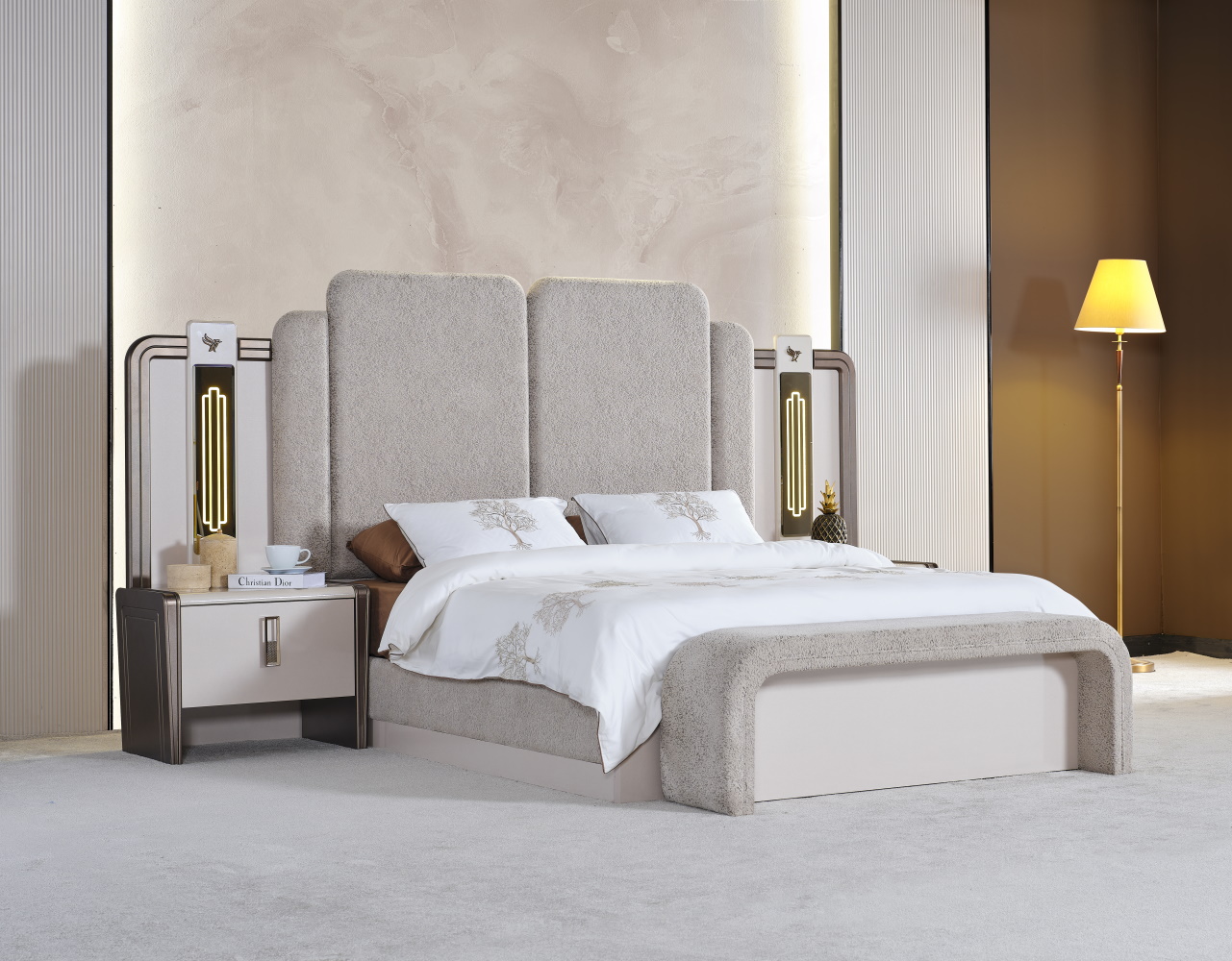 Nirvana Bedroom (Queen Bed & Dresser With Mirror & Ottoman & 2 Nightstand With Back ) - Image 21