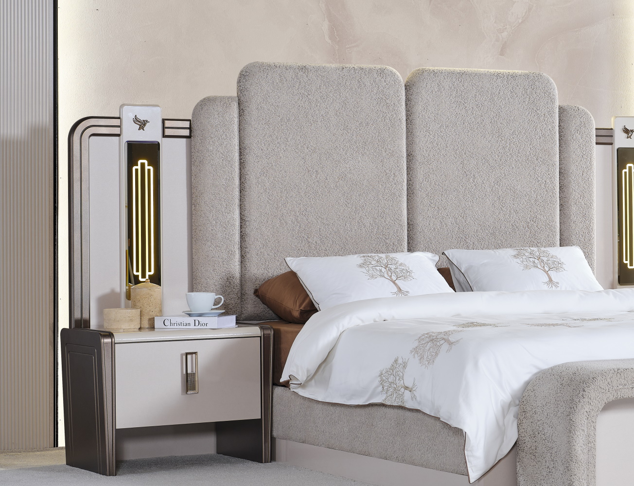 Nirvana Bedroom (Queen Bed & Dresser With Mirror & Ottoman & 2 Nightstand With Back ) - Image 22