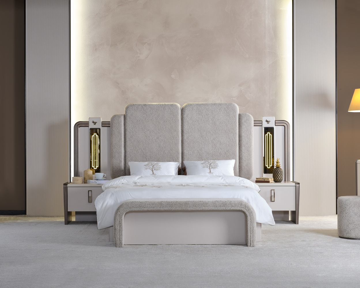 Nirvana Bedroom (Queen Bed & Dresser With Mirror & Ottoman & 2 Nightstand With Back ) - Image 29