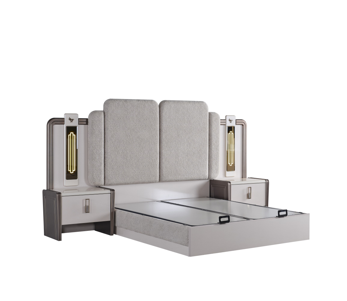 Nirvana Bedroom (Queen Bed & Dresser With Mirror & Ottoman & 2 Nightstand With Back ) - Image 8