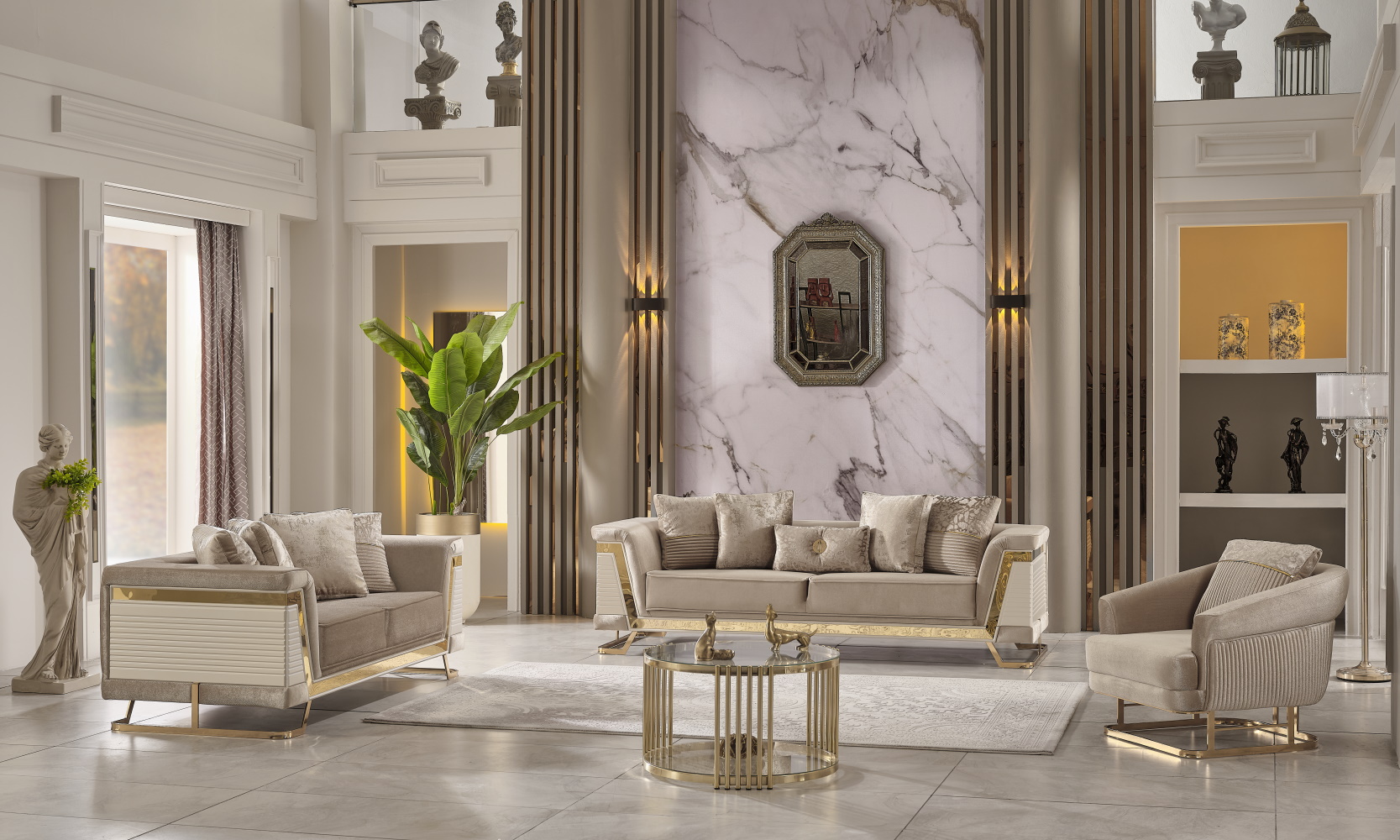 Rixos 3-pieces (Sofa & Loveseat & Chair) Livingroom Set Beige