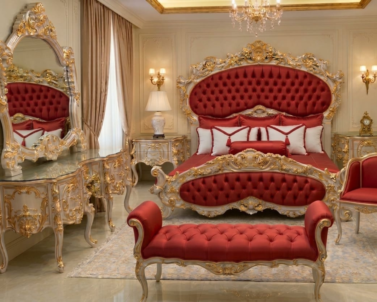 Royal Victorian Gold & Crimson Luxury Bedroom Suite