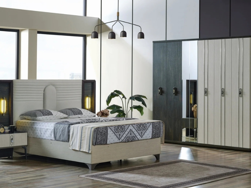Nero Bedroom (Queen Storage Bed With Headboard & Dresser With Mirror & 2 Nightstand ) Fast Delivery