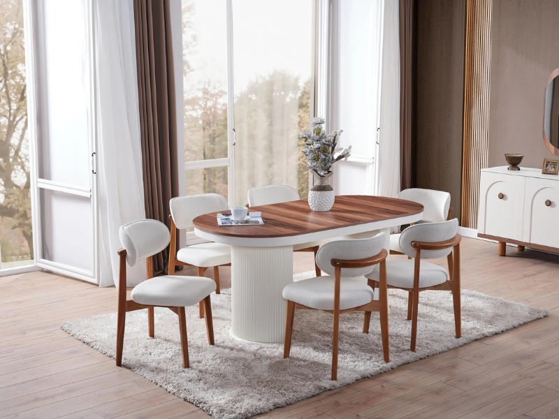 Bahama Oval Walnut & Cream Dining Set