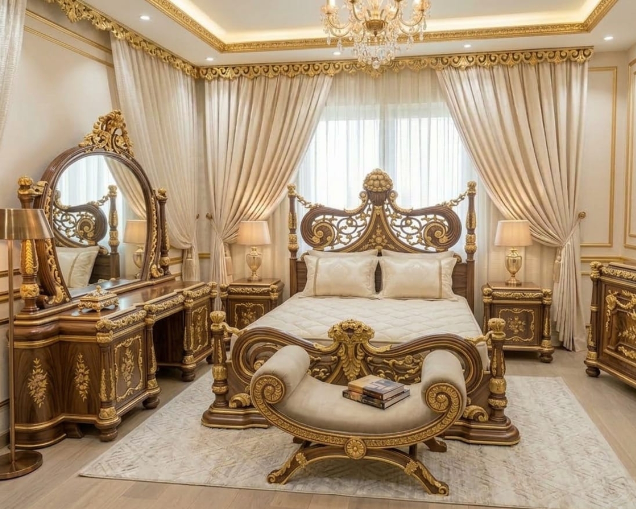 Sovereign Walnut & Gold Dynasty Master Suite