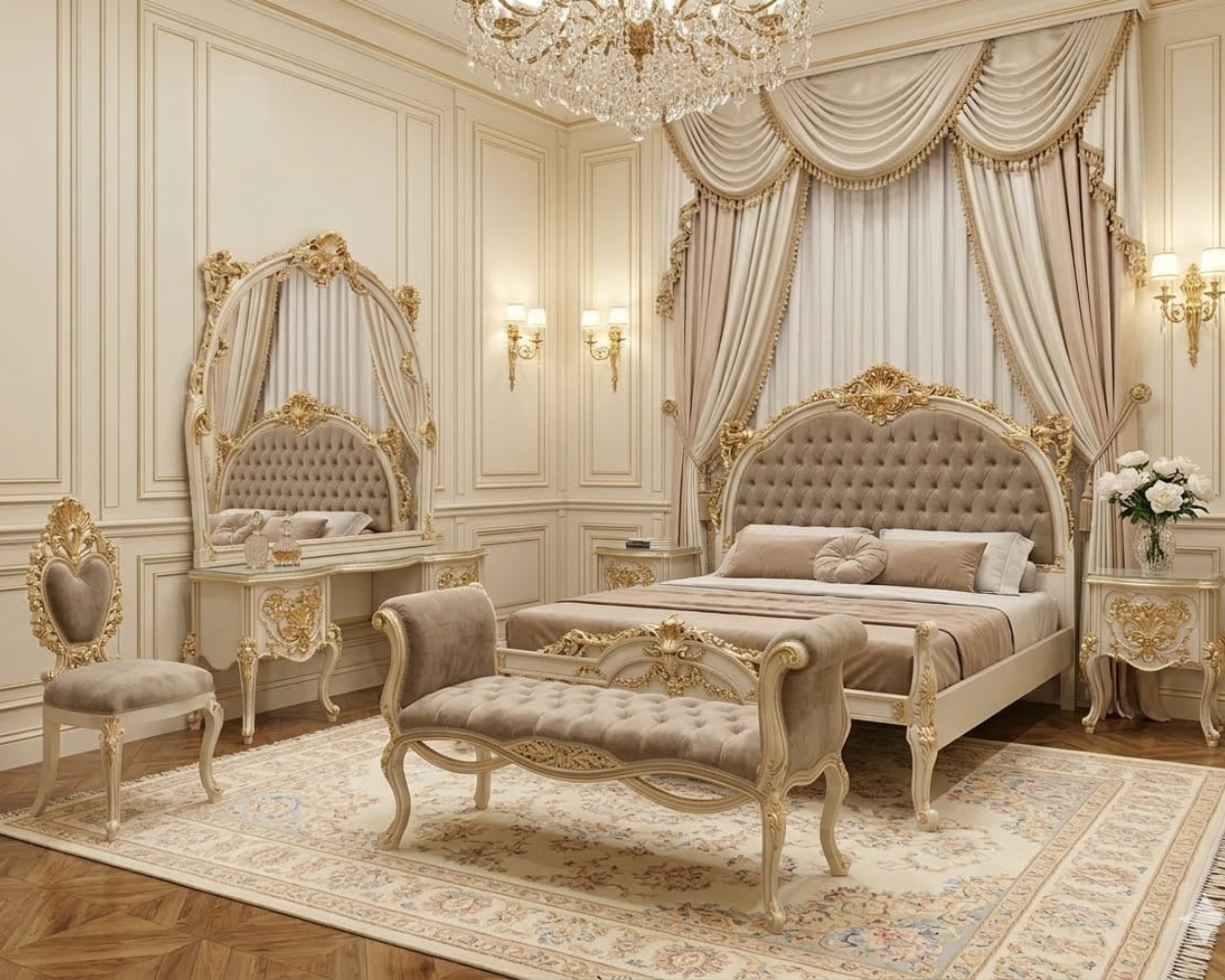 Crimson Emperor Baroque Bedroom Collection | Sovereign Gold Edition