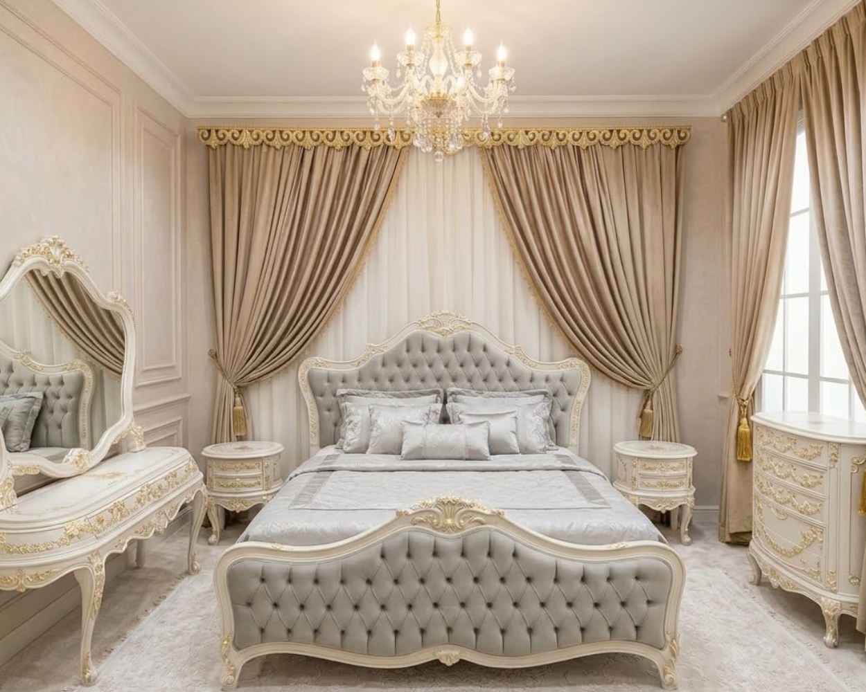 Majestic Walnut & Gold Filigree Baroque Master Suite | Heritage Collection