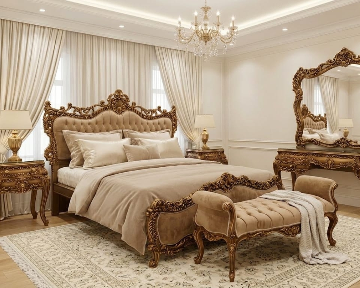 Pearl Ivory & Gold Filigree Baroque Master Suite | Victorian Grace Edition