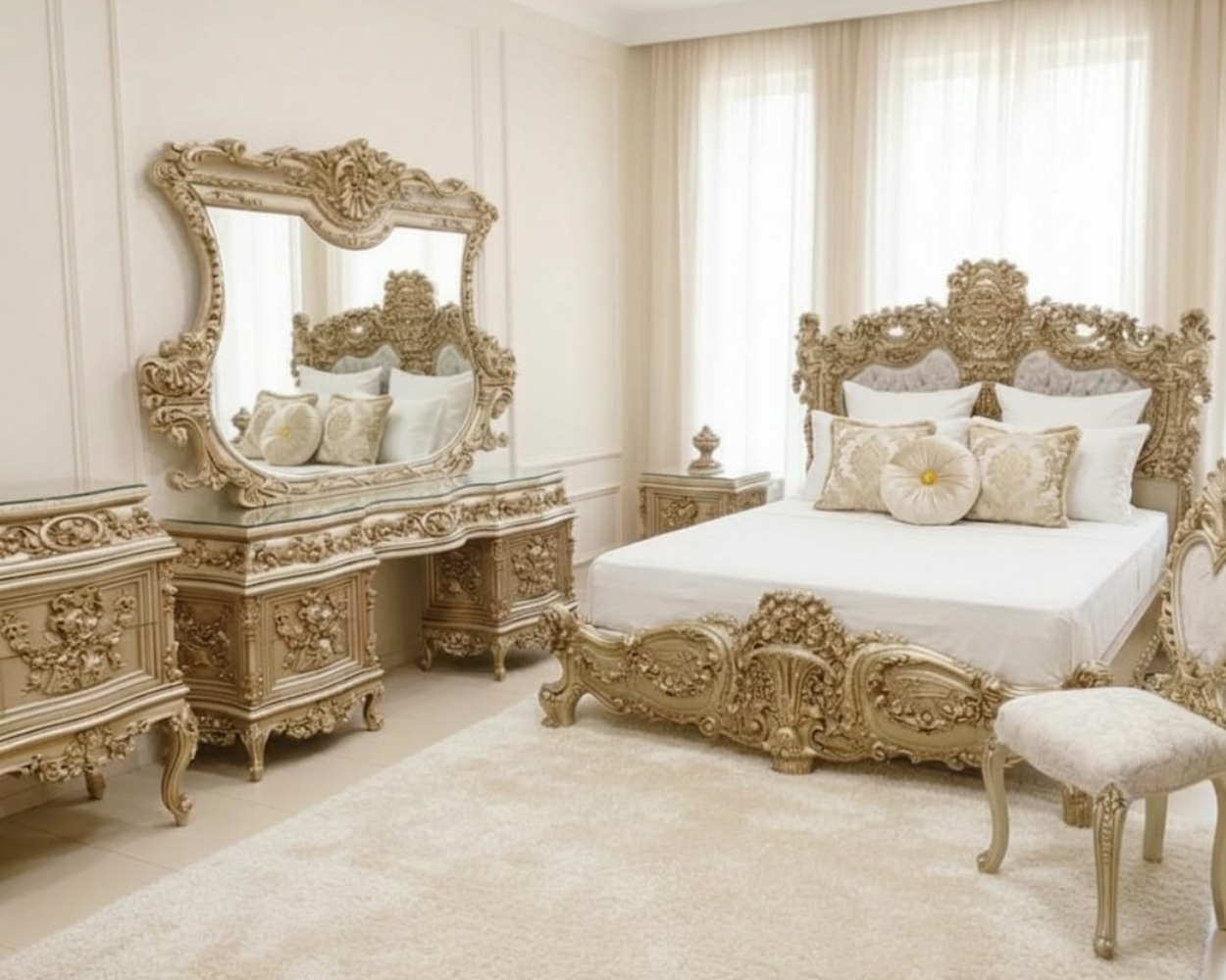 Sovereign Platinum Champagne & Floral Medallion Baroque Suite | Ultra-Luxe Edition