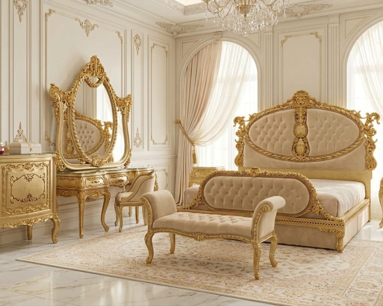 Imperial Alabaster & Gilded Ribbon Baroque Suite | Neoclassical Luxury Edition
