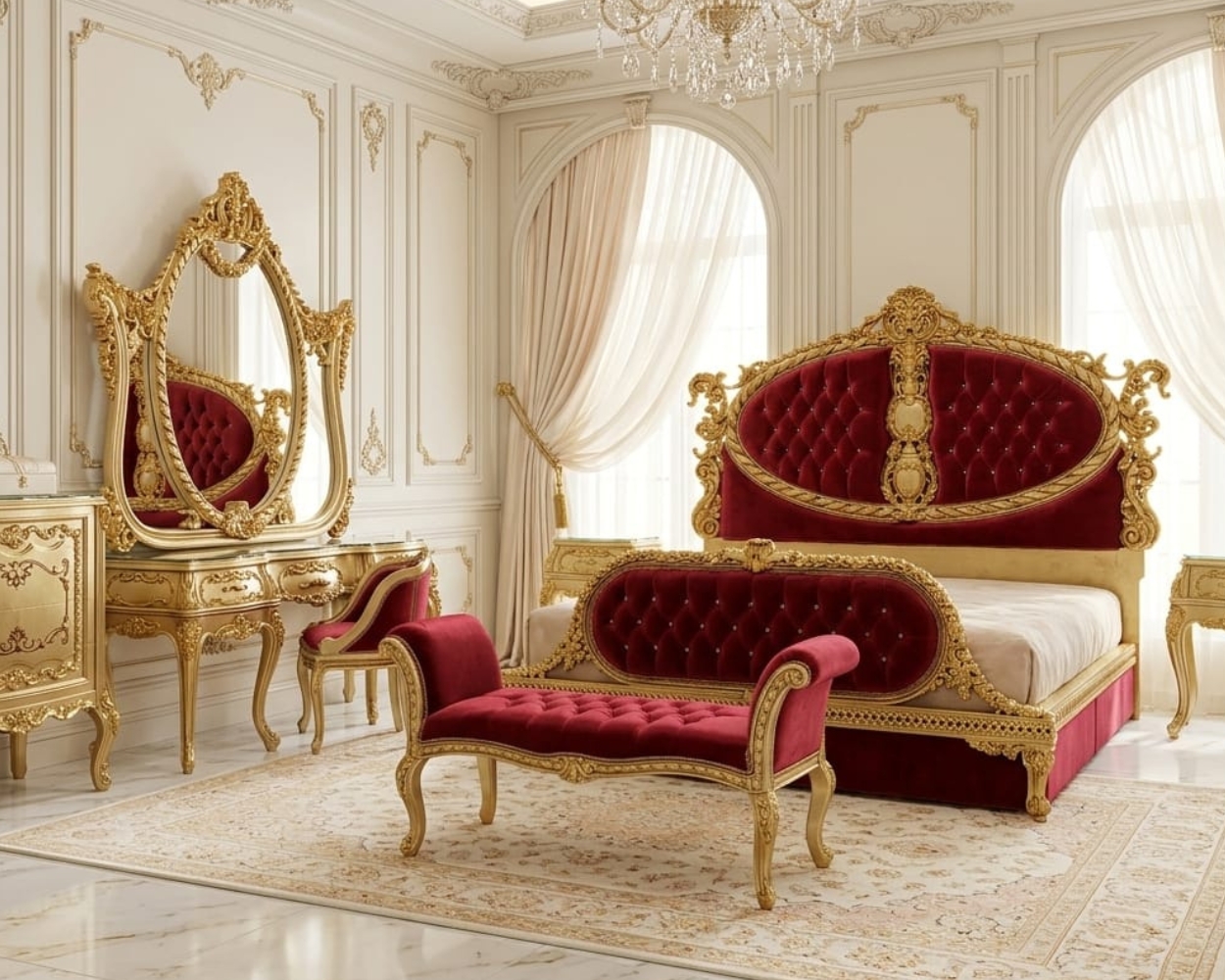 Imperial Crimson & Gilded Gold Baroque Master Suite | Sovereign Majesty Edition