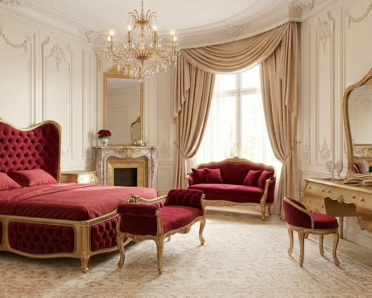 The Imperial Ruby & Gold Royal Bedroom Set