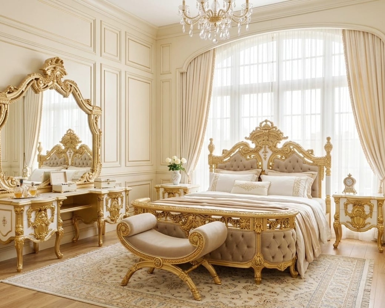 Palatial Baroque Master Suite (Ivory & Antique Gold Collection)