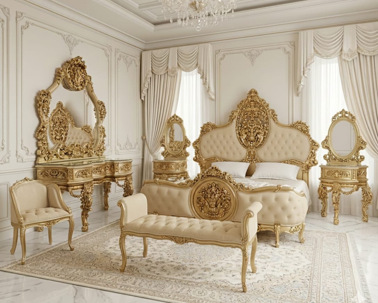 Royal Champagne & Gold Regency Suite (Victorian Masterpiece)