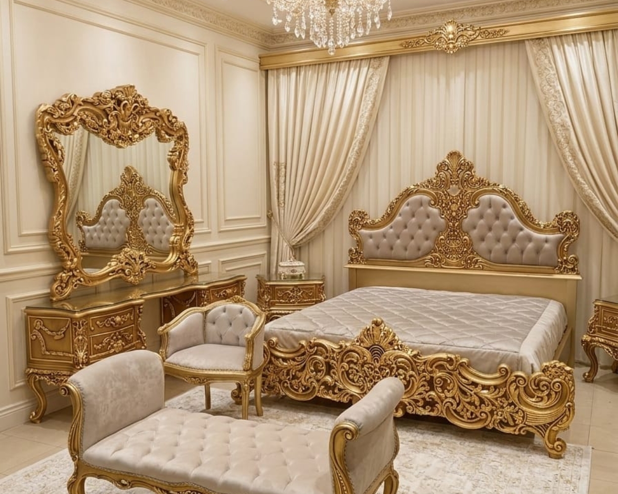Sovereign Champagne & Gold Bedroom Suite (Elite Baroque Collection)