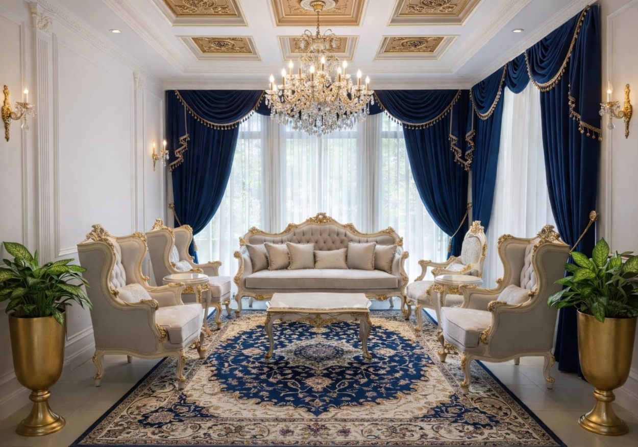 Royal Victorian Velvet Living Room Set