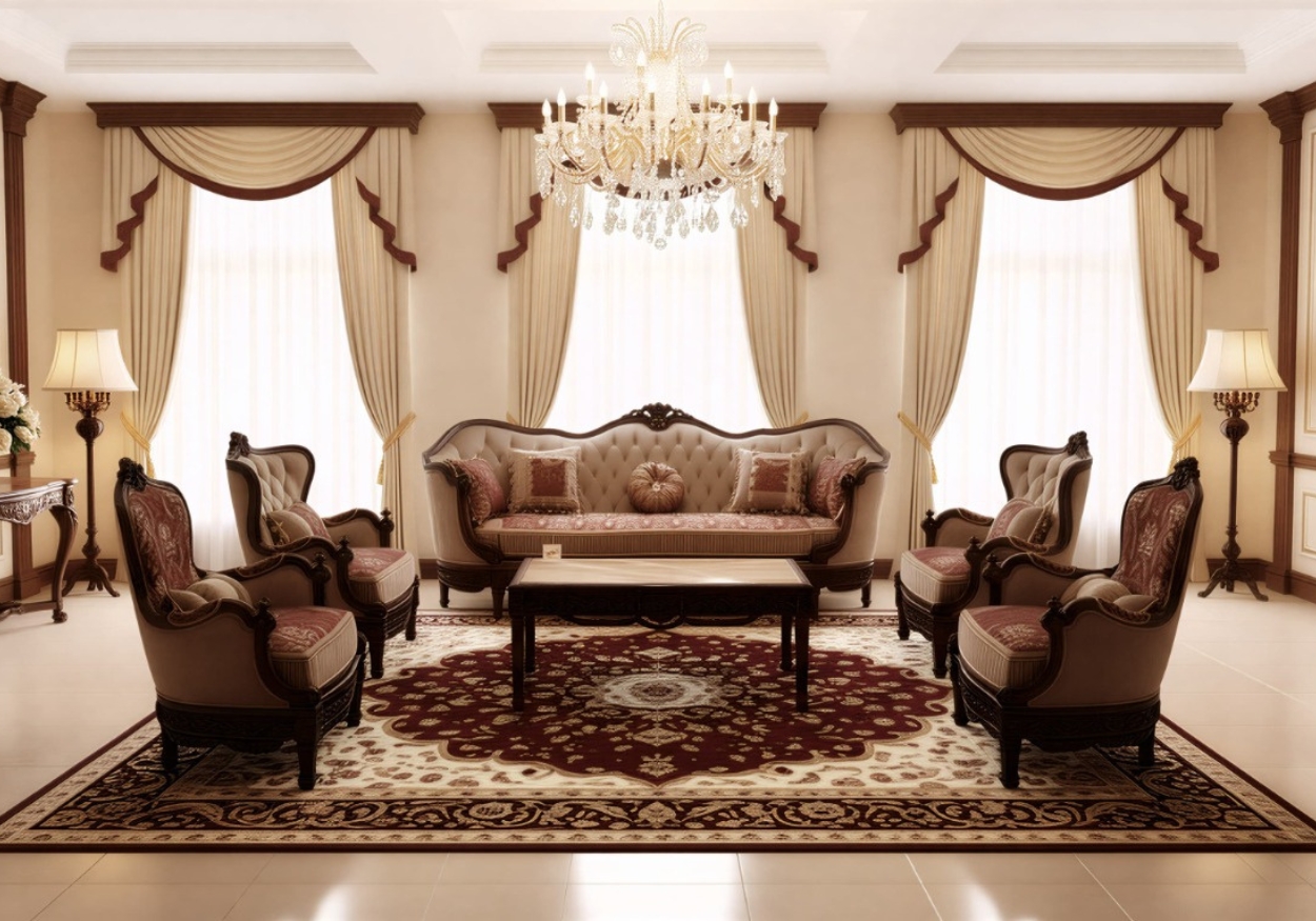 Imperial Victorian Gold-Leafed Royal Living Room Set