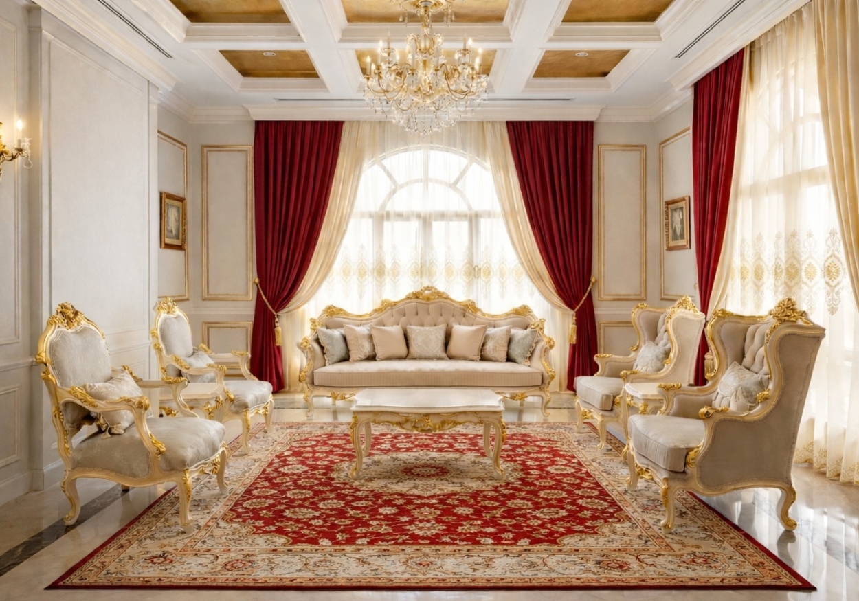 Luxury Deep Teal Velvet Sofa Set with Elegant Gold Trim