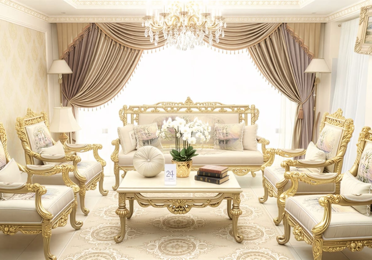 Luxury Royal Gold Classic Living Room Set
