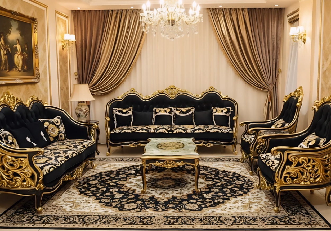 The Crown Jewel: Premium Hand-Carved Royal Victorian Living Room Set