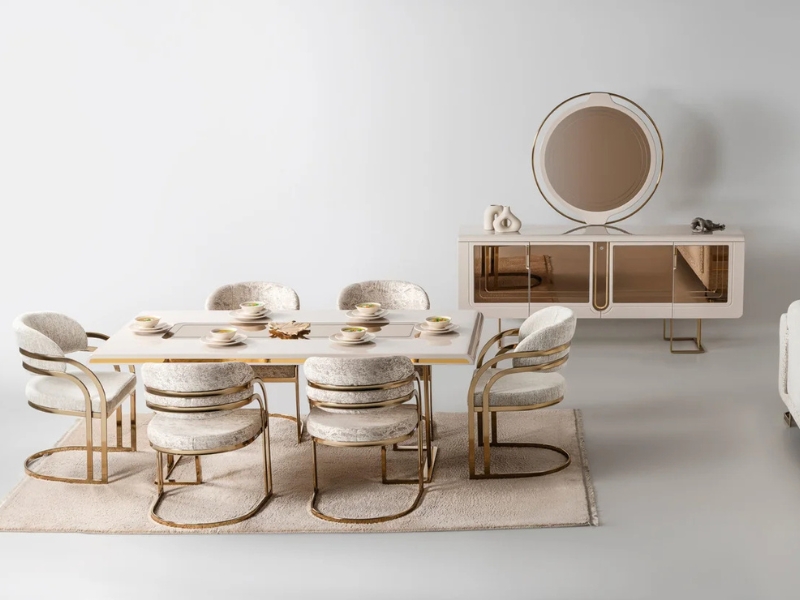 Monza Diningroom (Consol With Mirror & Dining Table & 6 Dining Chair)