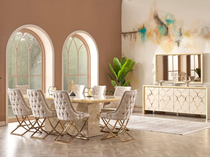 Napoli Diningroom (Consol With Mirror & Dining Table & 6 Dining Chair)