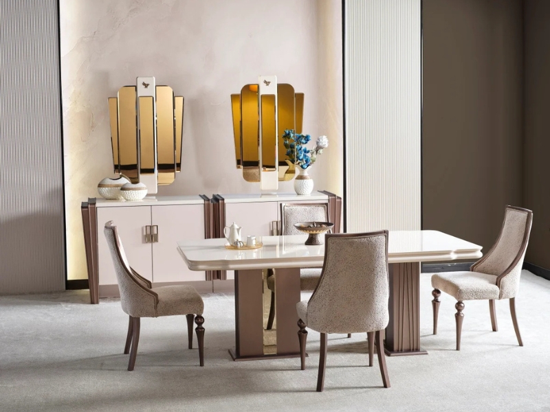 Nirvana Diningroom (Consol With Mirror & Dining Table & 6 Dining Chair) Fast Delivery
