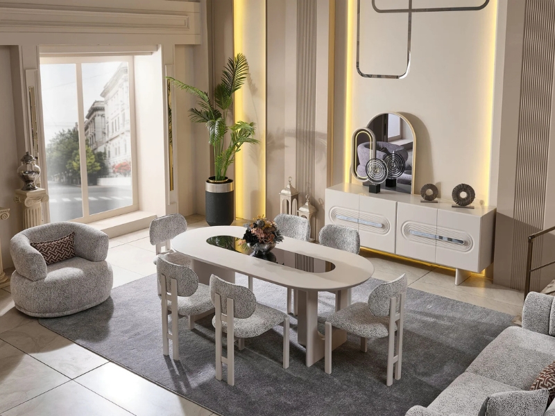 Parma Diningroom (Consol With Mirror & Dining Table & 6 Dining Chair)