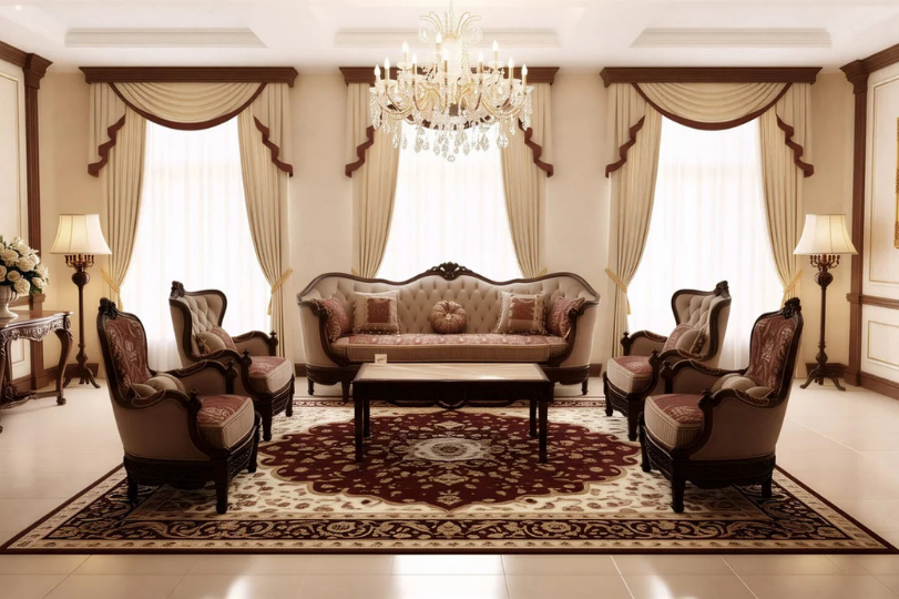 Imperial Victorian Gold-Leafed Royal Living Room Set