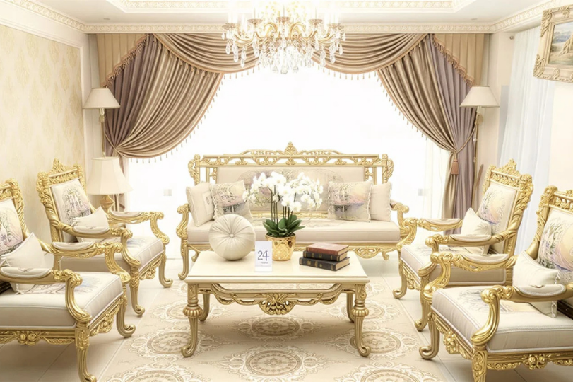Luxury Royal Gold Classic Living Room Set