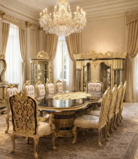 The Grand Obsidian & Gold Rococo Dining Estate