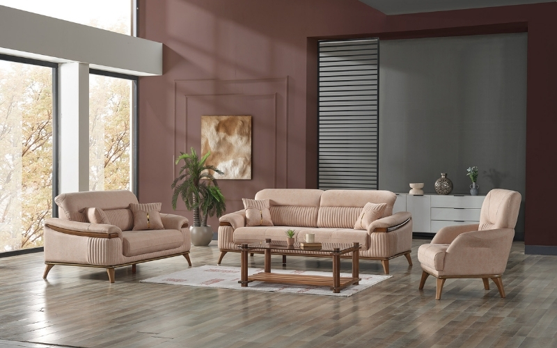 Beta 3-pieces (Sofa & Loveseat & Chair) Livingroom Set Beige