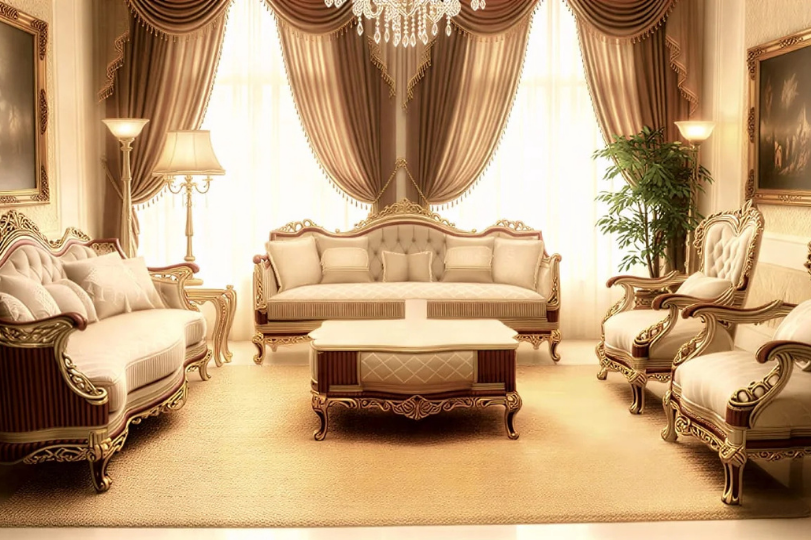 mperial Majesty: Hand-Carved Royal Victorian Living Room Set