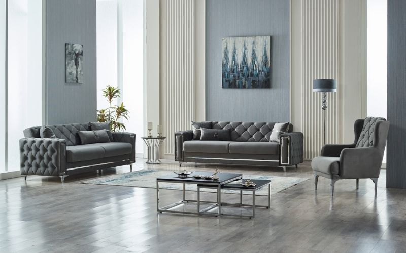 Bolivya 3-pieces (Sofa & Loveseat & Chair) Livingroom Set Grey