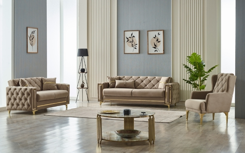 Bolivya 3-pieces (Sofa & Loveseat & Chair) Livingroom Set Beige