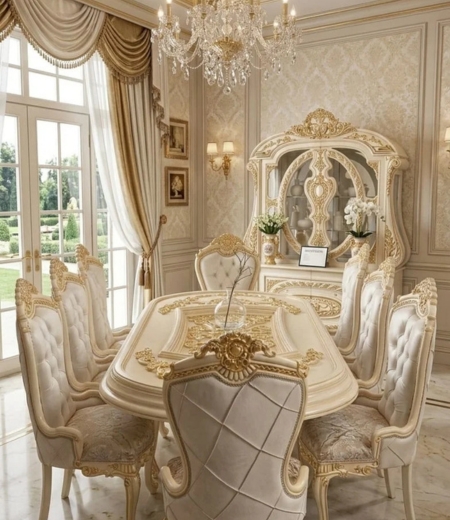 The Imperial Pearl & Gilded Filigree Dining Suite
