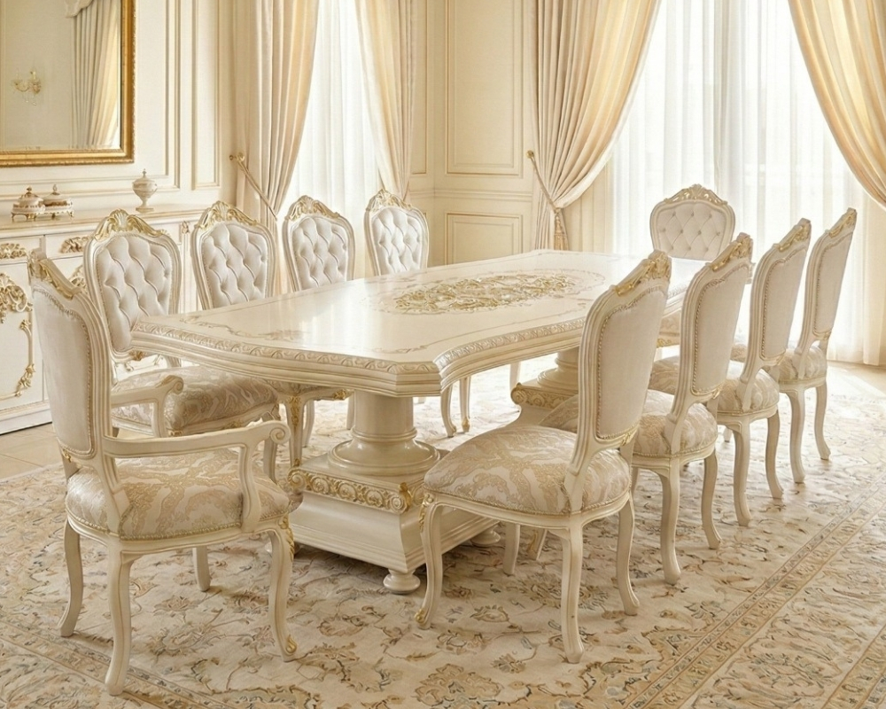 Royal Victorian 10-Seat Hand-Carved Dining Ensemble