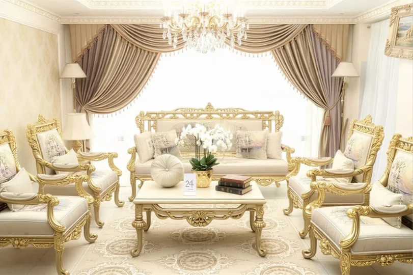Luxury Royal Gold Classic Living Room Set