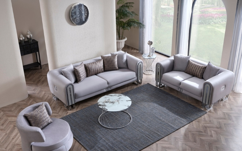 Kapadokya 3-pieces (Sofa & Loveseat & Chair) Livingroom Set Grey
