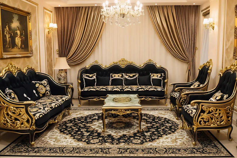 The Crown Jewel: Premium Hand-Carved Royal Victorian Living Room Set