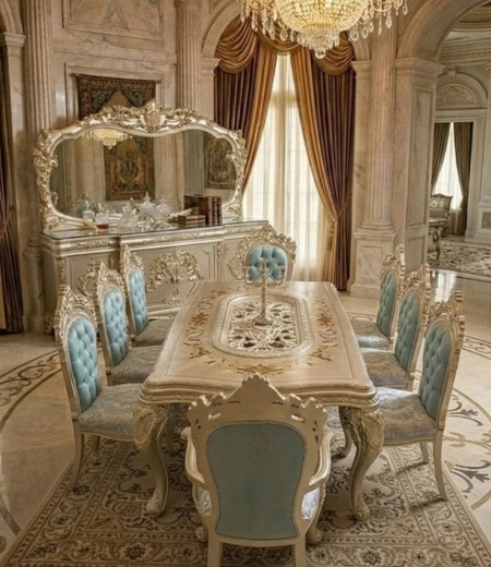 The Venetian Azure & Silver Gilt Dining Suite