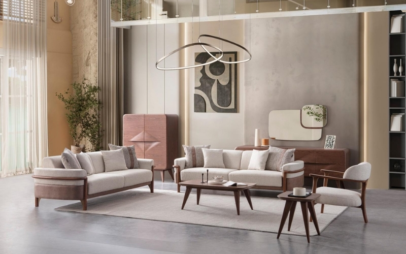 Odin 4-pieces (4 Seater Sofa & 3 Seater Sofa & 2 Chair) Livingroom Set Cream